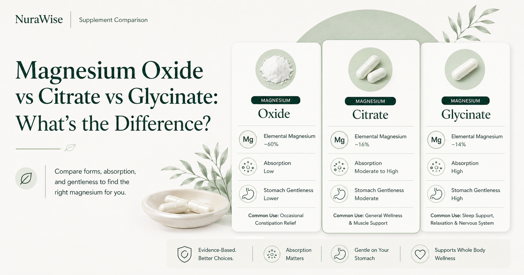 magnesium oxide vs citrate vs glycinate comparison