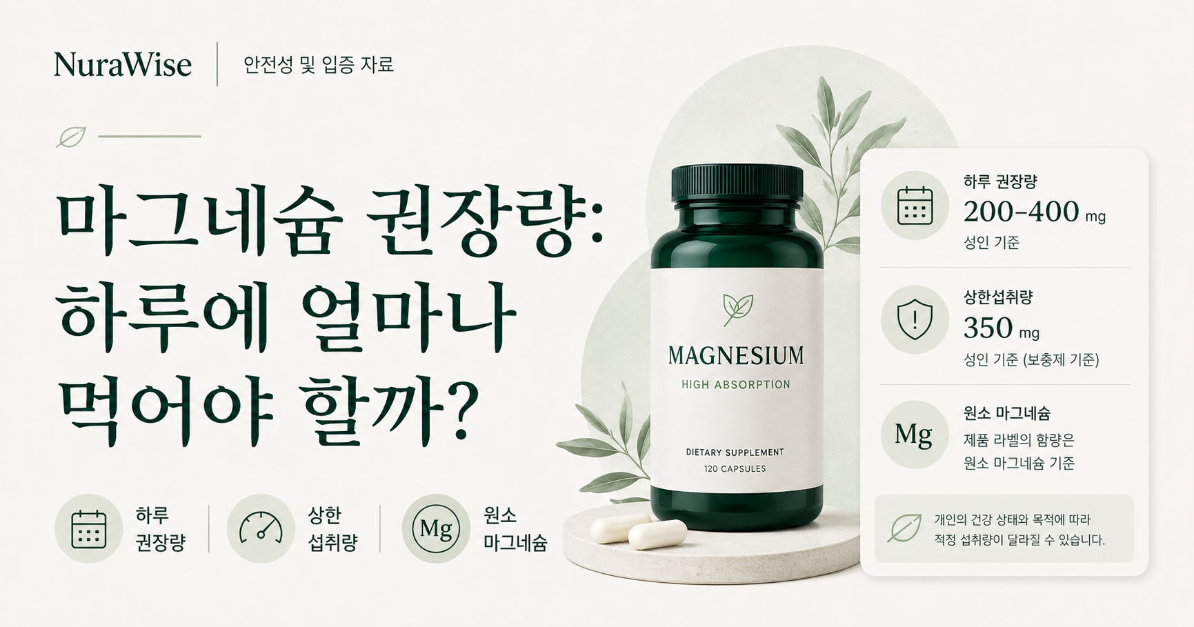 마그네슘 권장량 상한섭취량 원소마그네슘